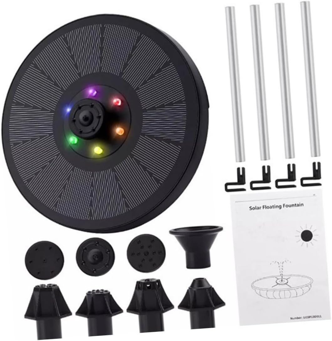 1 Set Solar Fountain Pump with LED Light Solar Powered Floating Fountain for Garden Pool Bird Bath Automatic Water Circulation Decoration Efficient Outdoor Water Feature